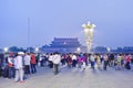 Crowd waiting for early flag raising ceremony on Tianamen Square, Beijing, China